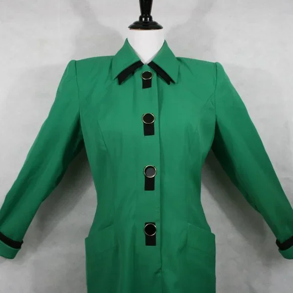 Vintage 80's R. B. Design Group Lime Green Poly Microfiber Midi Dress SZ 8 EUC - Picture 4 of 12